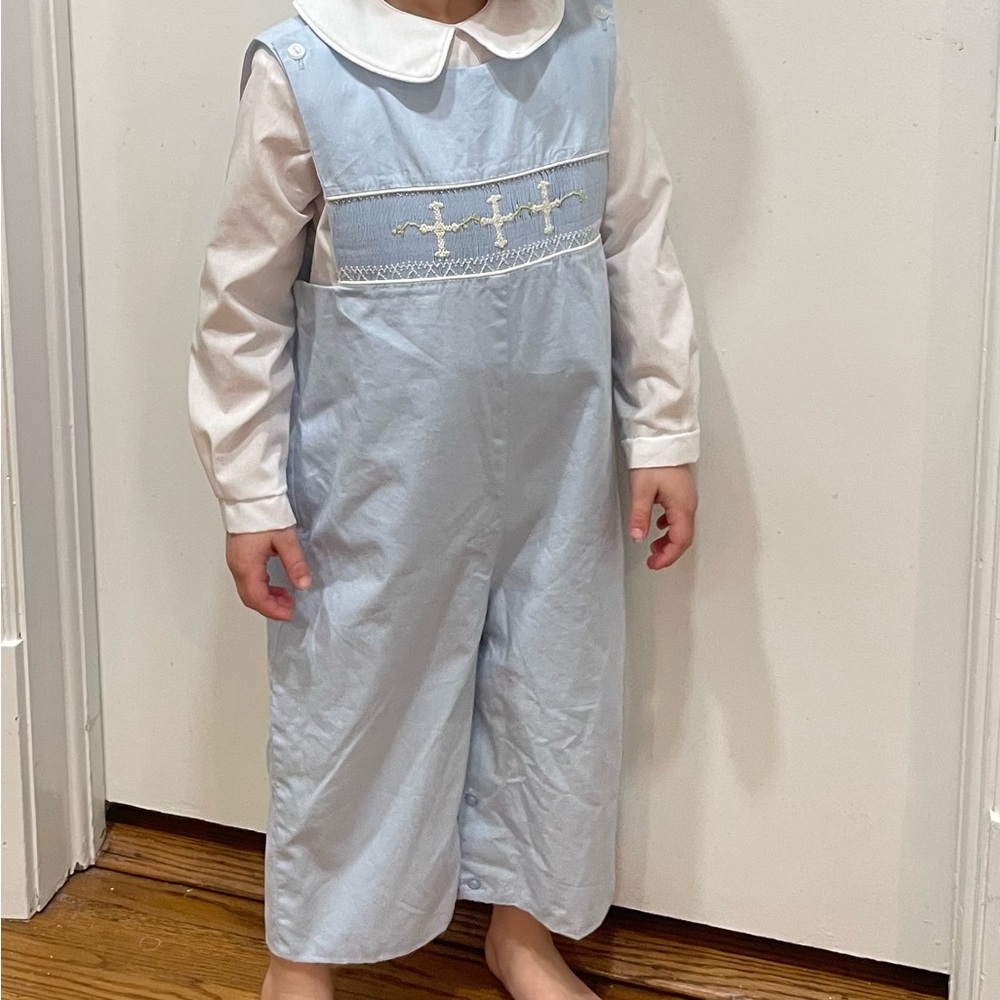 Light Blue Smocked Baby Romper
